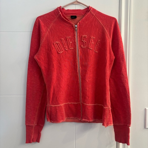 Diesel Red Zip-Up Sweater - Picture 7 of 9